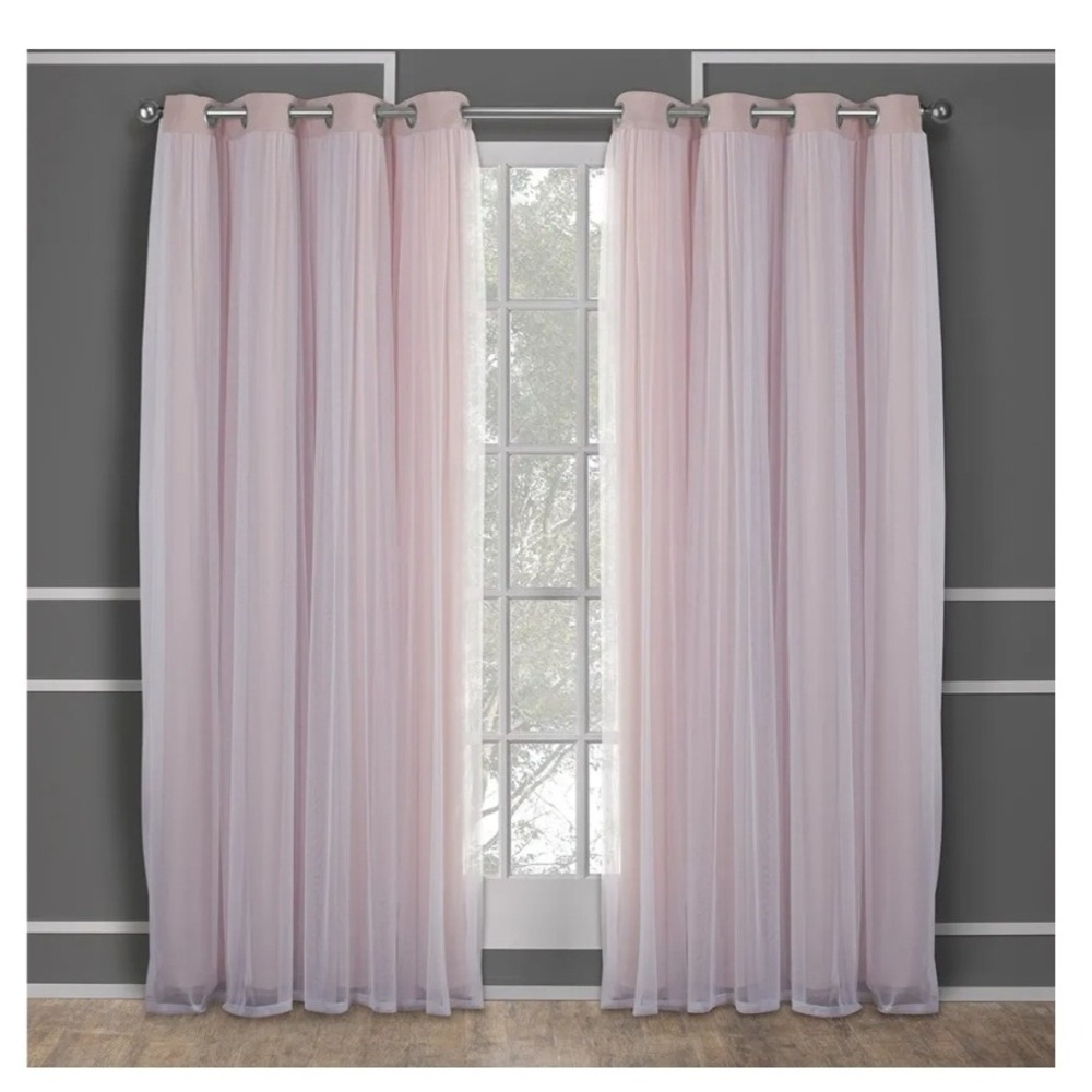 Double Layer Indoor‎ Curtains, Room Darkening Blackout 2Pack 52"x84", Rose Blush